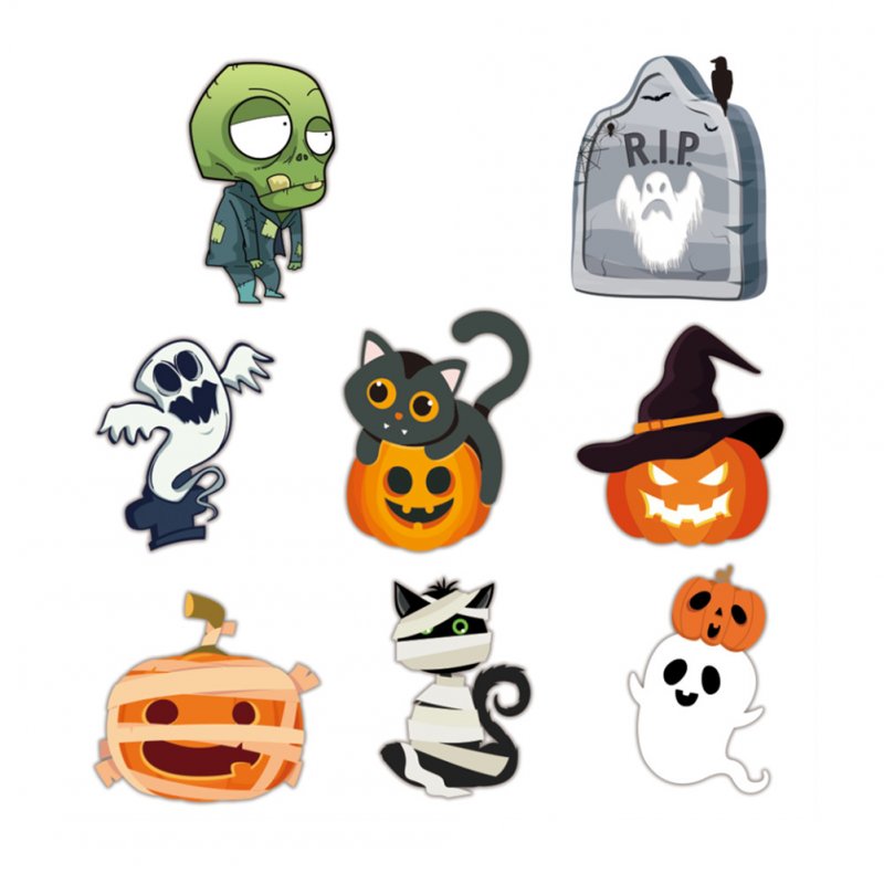 US CYNDIE 8pcs Corrugated Wooden Sign Halloween Decoration Card