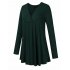 US AMZPLUS Women s Wrap V Neck Long Sleeve Loose Fit Casual Plus Size Pleated Blouse Top Tunic Shirt Sapphire Blue 4XL