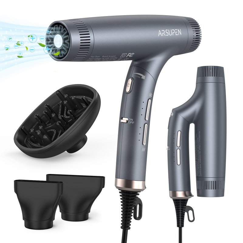 US GARVEE ARSUPEN Professional Hair Dryer Lightweight Foldable Dual Ionic Blow Dryer High Speed for Fast Drying