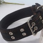 US Adjustable Exquisite Pet Dog Leather Collar Firm Dog Strap for Middle-large Dog Pet Supplies black L