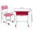 US Adjustable Student Desk Chair Set Lightweight Easy Installation Disassembly Pink