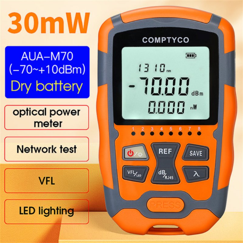 US Aua-M70 30mw 4-in-1 Optical Power Meter Visual Fault Locator Cable Tester