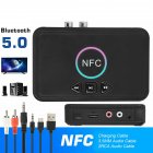 US Bluetooth-compatible 5.0 NFC Receiver 3.5mm Aux 2rca Audio Adapter Supports U Disk Playback For Car Home Stereo Speaker black