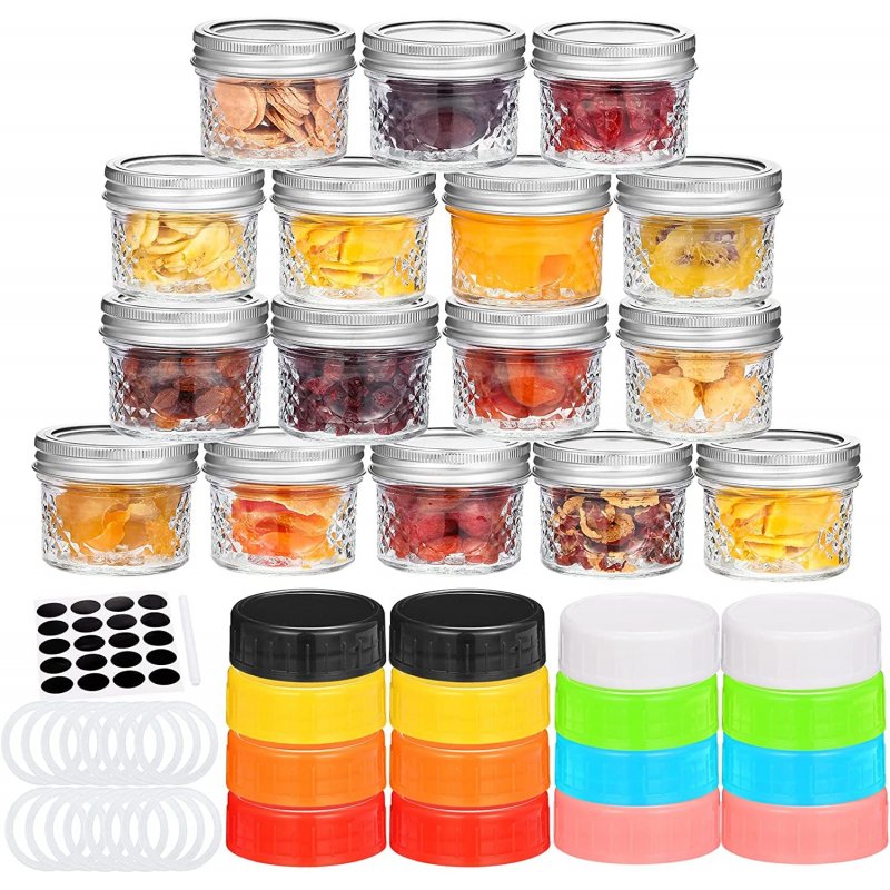 US CIBEAT Small Mason Jars Jelly Jars with Lids 4oz 16 Pack Glass Canning Jars