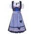 US CLEARLOVE Oktoberfest Women s Three Piece Plaid Patchwork Lace Apron Polka Dot Skirt Upgraded  US Size Blue XL