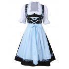 US CLEARLOVE Women German Dirndl Dress Short-sleeved Dress Three-piece Set Upgraded Black and Blue XXL
