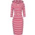 US CLEARLOVE Women s Casual Long Sweatshirts 3 4 Sleeve Hooded Bodycon Dress with Kangaroo Pocket Red and White Stripe XL