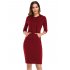 US CLEARLOVE Women s Casual Long Sweatshirts 3 4 Sleeve Hooded Bodycon Dress with Kangaroo Pocket Burgundy XL