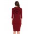 US CLEARLOVE Women s Casual Long Sweatshirts 3 4 Sleeve Hooded Bodycon Dress with Kangaroo Pocket Burgundy XL