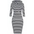 US CLEARLOVE Women s Casual Long Sweatshirts 3 4 Sleeve Hooded Bodycon Dress with Kangaroo Pocket Dark Blue XL