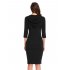US CLEARLOVE Women s Casual Long Sweatshirts 3 4 Sleeve Hooded Bodycon Dress with Kangaroo Pocket Black L