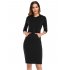 US CLEARLOVE Women s Casual Long Sweatshirts 3 4 Sleeve Hooded Bodycon Dress with Kangaroo Pocket Black 3XL