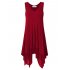 US CLEARLOVE Women s Plus Size Solid V Neck Sleeveless Irregular Hem Loose Shirt Dress Top Purple XL