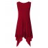 US CLEARLOVE Women s Plus Size Solid V Neck Sleeveless Irregular Hem Loose Shirt Dress Top Purple XL