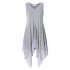 US CLEARLOVE Women s Plus Size Solid V Neck Sleeveless Irregular Hem Loose Shirt Dress Top Purple XL