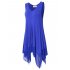 US CLEARLOVE Women s Plus Size Solid V Neck Sleeveless Irregular Hem Loose Shirt Dress Top Purple 2XL