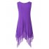 US CLEARLOVE Women s Plus Size Solid V Neck Sleeveless Irregular Hem Loose Shirt Dress Top Purple 4XL