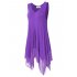 US CLEARLOVE Women s Plus Size Solid V Neck Sleeveless Irregular Hem Loose Shirt Dress Top Purple 4XL