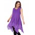 US CLEARLOVE Women s Plus Size Solid V Neck Sleeveless Irregular Hem Loose Shirt Dress Top Purple 4XL