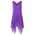 US CLEARLOVE Women s Plus Size Solid V Neck Sleeveless Irregular Hem Loose Shirt Dress Top Purple 5XL