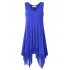 US CLEARLOVE Women s Plus Size Solid V Neck Sleeveless Irregular Hem Loose Shirt Dress Top Purple 4XL