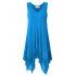 US CLEARLOVE Women s Plus Size Solid V Neck Sleeveless Irregular Hem Loose Shirt Dress Top Purple 4XL
