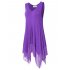 US CLEARLOVE Women s Plus Size Solid V Neck Sleeveless Irregular Hem Loose Shirt Dress Top Purple 5XL