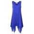 US CLEARLOVE Women s Plus Size Solid V Neck Sleeveless Irregular Hem Loose Shirt Dress Top Purple 5XL