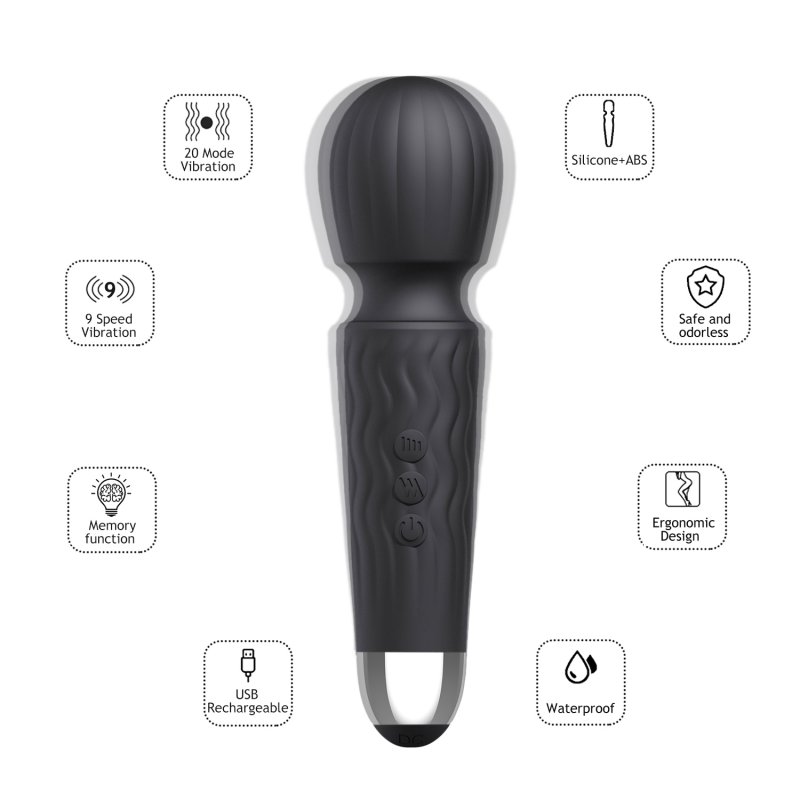 US CUISINSMART Handheld Massager Personal Waterproof Massager Wand Handheld Rechargeable Neck Shoulder Back Body Massage for Workout Recovery