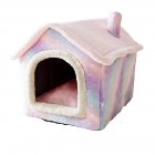 US Cat  Bed Sleep House Warm Cave Dog Kennel Indoor Enclosed Tent Huts Sofa For Pet Cats Kittens Puppy Pink starry sky L-for pets within 14kg