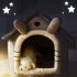 US Cat  Bed Sleep House Warm Cave Dog Kennel Indoor Enclosed Tent Huts Sofa For Pet Cats Kittens Puppy Pink starry sky L for pets within 14kg