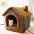 US Cat  Bed Sleep House Warm Cave Dog Kennel Indoor Enclosed Tent Huts Sofa For Pet Cats Kittens Puppy Pink starry sky L for pets within 14kg