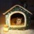 US Cat  Bed Sleep House Warm Cave Dog Kennel Indoor Enclosed Tent Huts Sofa For Pet Cats Kittens Puppy Pink starry sky L for pets within 14kg
