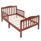 US Children Wooden Toddler Bed Riser Crib With Safety Rails Bed Kids Bedroom Furniture 135 x 75 x 62.5cm brown
