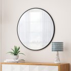 US Circle Mirror 48 Inch Wall Mounted Round Mirror With Metal Frame For Bathroom Living Room Bedroom Entryway black
