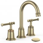 US Classical Bathroom faucets for Sink 3 Holes 8 inch Bathroom Faucet Widespread Brushed Gold Bathroom Faucet