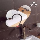 US Cute 3D Mirror-Surface Wall Sticker Heart Shape DIY Art Mural Home Decoration Wall Ornament Waterproof Silver