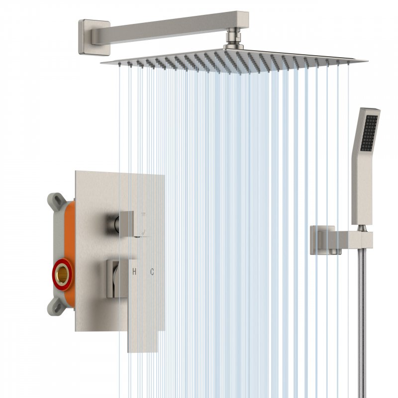 US GARVEE ‎Shower System Shower Faucet Set Bathroom 12 Inch Rain Shower Head