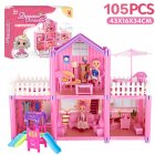 US Doll House Girl Villa Princess Castle Set Children Play House Simulation Assembled Toys Gifts For Birthday 105 piece set