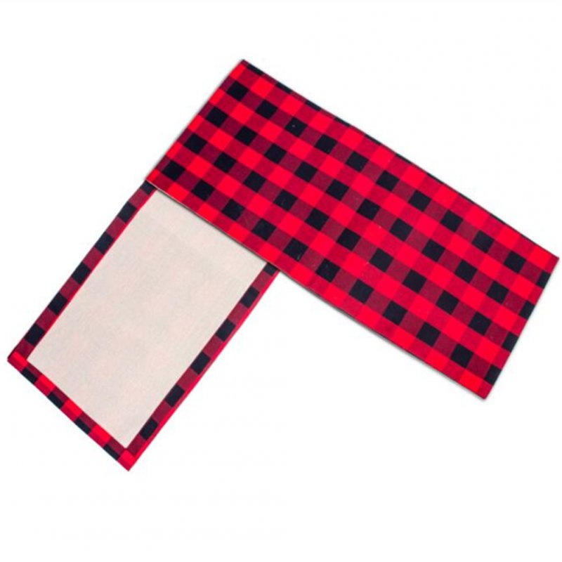 US Double-Sided Chequered Linen Table Runner for Christmas Dinner Decorations  36x180cm