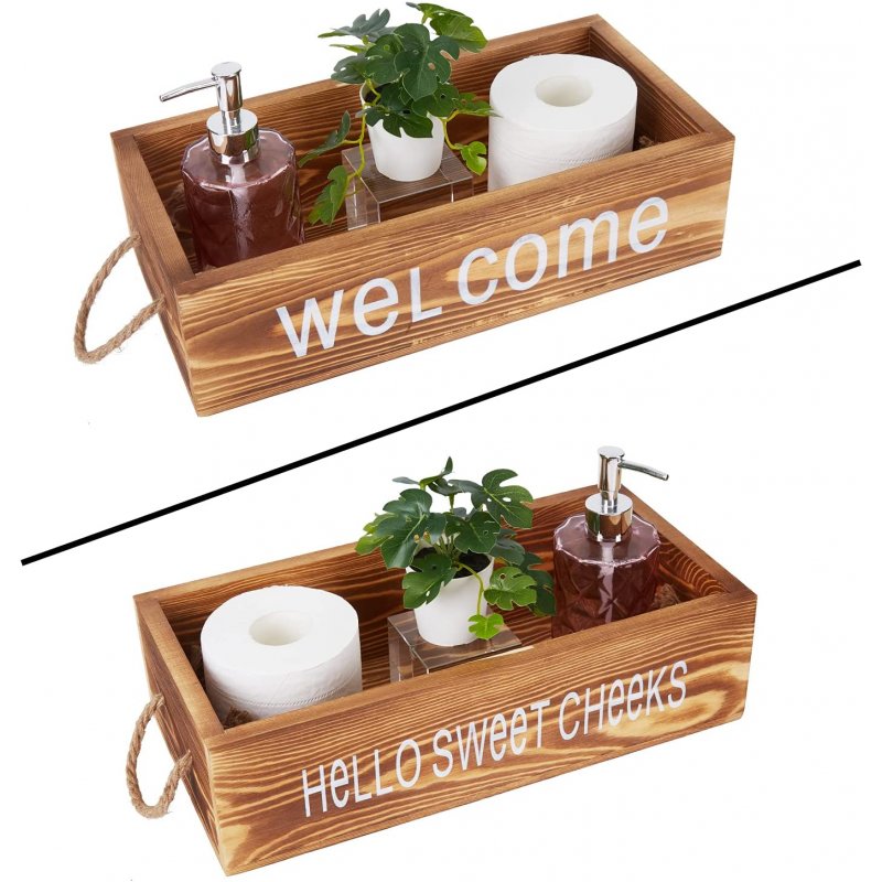 US Double-sided Letter Wooden Storage  Box With Rope Household Decorative Ornaments Style One