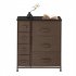 US Dresser with 7 Drawers Furniture Storage Tower Organizer Unit Pull Easily Fabric Bins Dark Brown