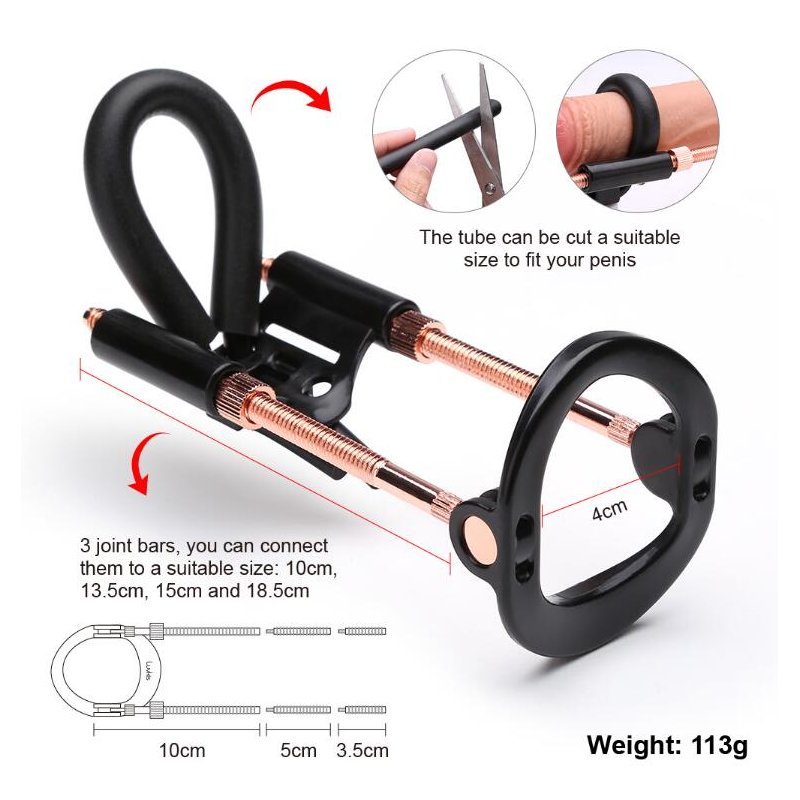 US EUPHER Penis Extender Penis Stretcher Enlarge Device Penis Stretching  Exercises Training 180°Adjustable Silicone Rubber Strap Middle Size