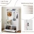 US Entryway Hall Tree With Storage Bench Open Shelves Coat Rack Hooks Shoe Cabinet For Hallway Entryway Mudroom Use Gray