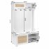 US Entryway Hall Tree With Storage Bench Coat Rack Hooks Shoe Cabinet With Rattan Door Shelves Hallway Furniture White