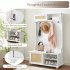 US Entryway Hall Tree With Storage Bench Coat Rack Hooks Shoe Cabinet With Rattan Door Shelves Hallway Furniture Gray