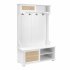US Entryway Hall Tree With Storage Bench Coat Rack Hooks Shoe Cabinet With Rattan Door Shelves Hallway Furniture Gray