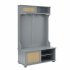 US Entryway Hall Tree With Storage Bench Coat Rack Hooks Shoe Cabinet With Rattan Door Shelves Hallway Furniture Gray