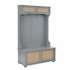 US Entryway Hall Tree With Storage Bench Coat Rack Hooks Shoe Cabinet With Rattan Door Shelves Hallway Furniture Gray