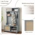 US Entryway Hall Tree With Storage Bench Coat Rack Hooks Shoe Cabinet With Rattan Door Shelves Hallway Furniture Gray
